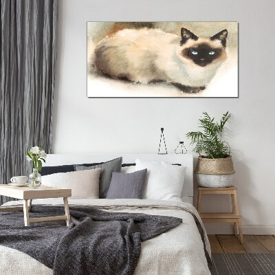 Tableau imprimé sur verre Chat siamois aux aquarelles douces