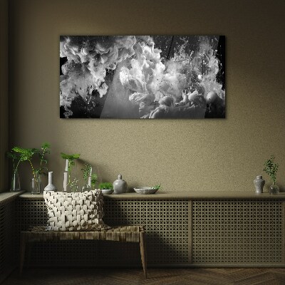 Tableau verre imprimé Nuages dynamiques en noir et blanc