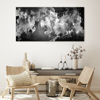 Tableau verre imprimé Nuages dynamiques en noir et blanc