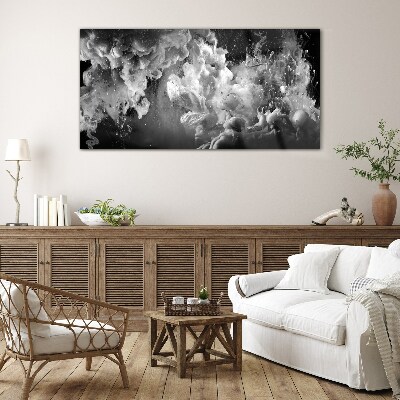 Tableau verre imprimé Nuages dynamiques en noir et blanc