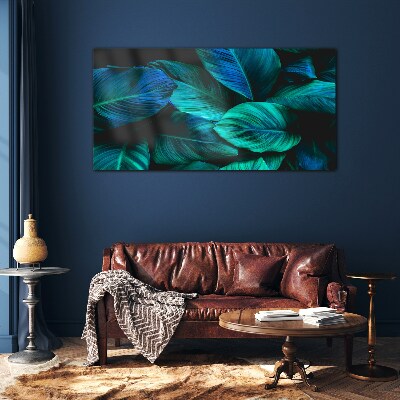 Tableau photo sur verre Feuilles vertes à l'ombre profonde