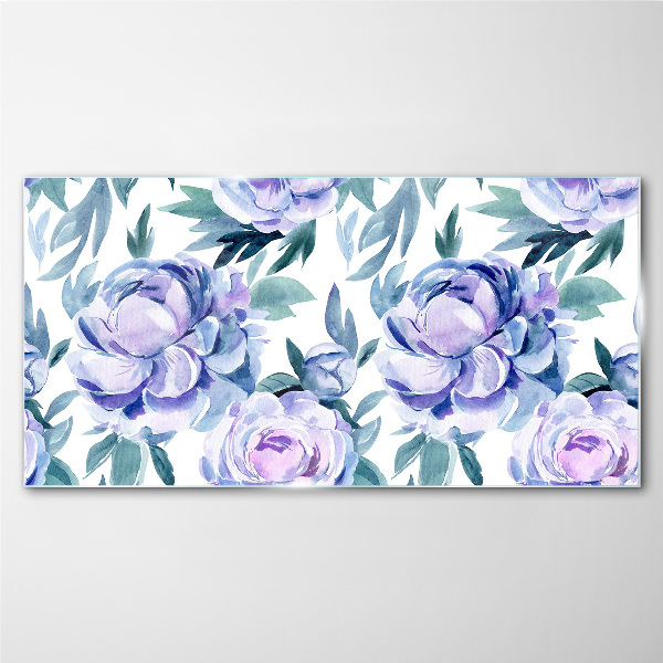 Tableau sur verre Un paysage floral aux tons violets