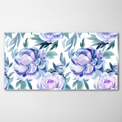 Tableau sur verre Un paysage floral aux tons violets