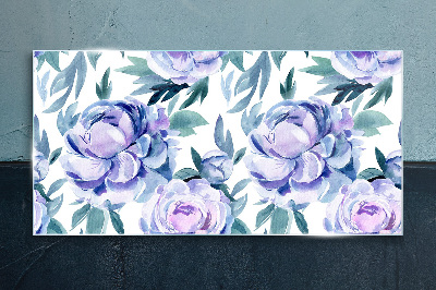 Tableau sur verre Un paysage floral aux tons violets
