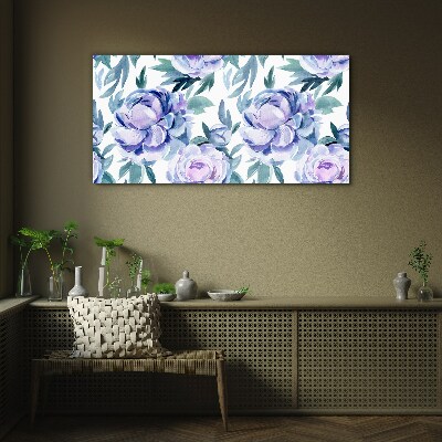 Tableau sur verre Un paysage floral aux tons violets