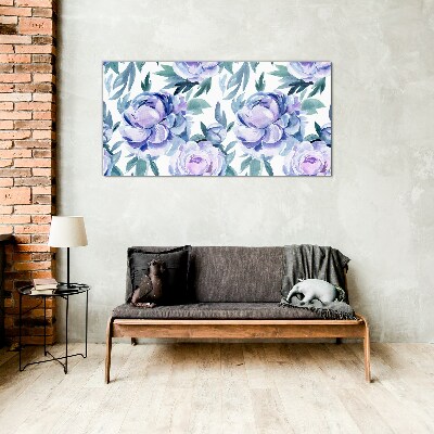 Tableau sur verre Un paysage floral aux tons violets