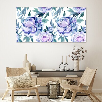 Tableau sur verre Un paysage floral aux tons violets