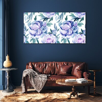 Tableau sur verre Un paysage floral aux tons violets