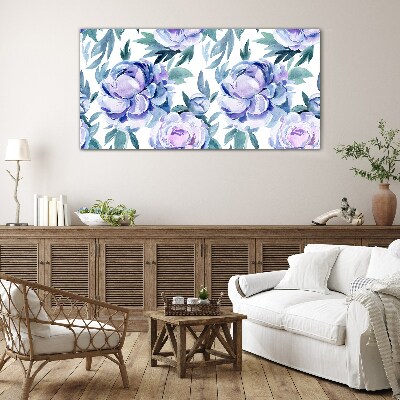 Tableau sur verre Un paysage floral aux tons violets