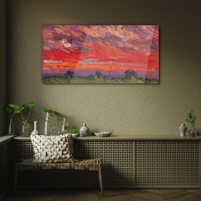 Tableau verre imprimé Coucher de soleil en feu
