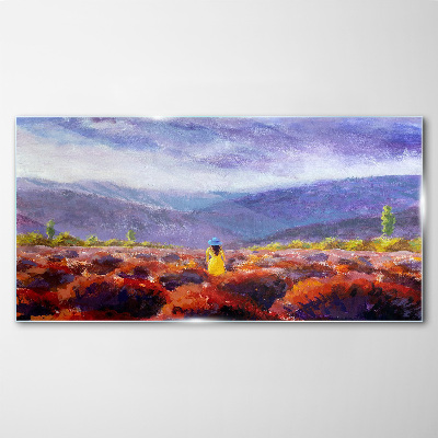 Tableau verre imprimé Paysage aux tons violets