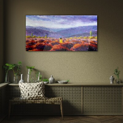 Tableau verre imprimé Paysage aux tons violets