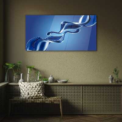 Tableau imprimé sur verre Vagues de verre bleu
