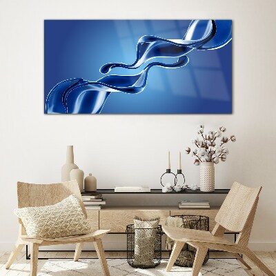 Tableau imprimé sur verre Vagues de verre bleu