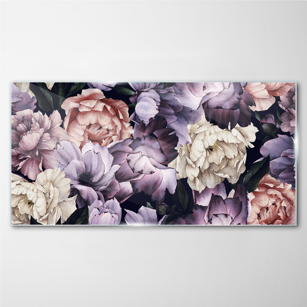 Tableau sur verre Composition florale aux tons pastel