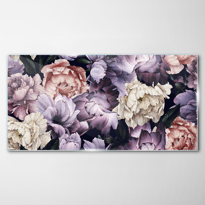 Tableau sur verre Composition florale aux tons pastel