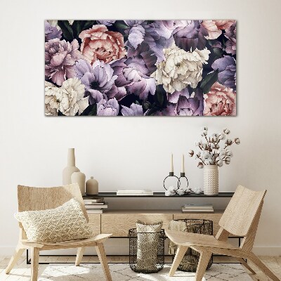 Tableau sur verre Composition florale aux tons pastel