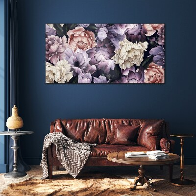 Tableau sur verre Composition florale aux tons pastel