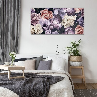 Tableau sur verre Composition florale aux tons pastel
