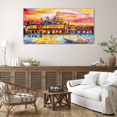 Tableau photo sur verre Venise aux couleurs du coucher de soleil