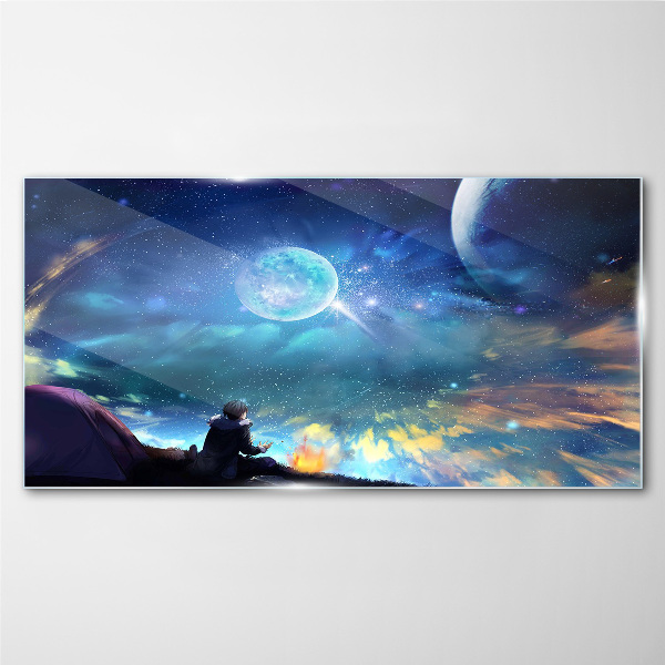 Tableau verre imprimé Une nuit cosmique sous les étoiles