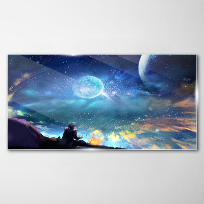 Tableau verre imprimé Une nuit cosmique sous les étoiles