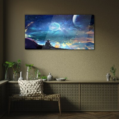 Tableau verre imprimé Une nuit cosmique sous les étoiles