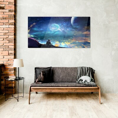 Tableau verre imprimé Une nuit cosmique sous les étoiles