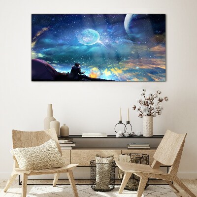 Tableau verre imprimé Une nuit cosmique sous les étoiles