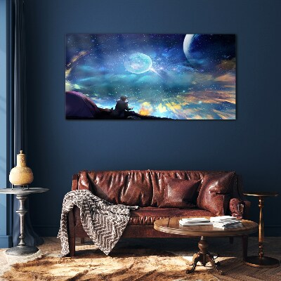 Tableau verre imprimé Une nuit cosmique sous les étoiles