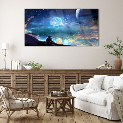 Tableau verre imprimé Une nuit cosmique sous les étoiles