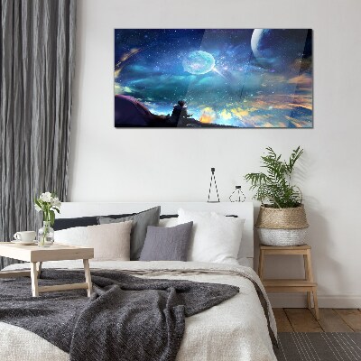 Tableau verre imprimé Une nuit cosmique sous les étoiles