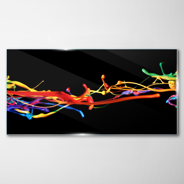 Tableau en verre Taches colorées sur fond noir