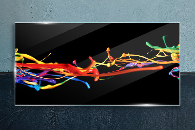 Tableau en verre Taches colorées sur fond noir