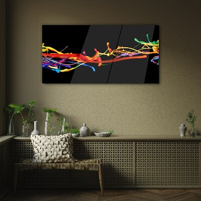 Tableau en verre Taches colorées sur fond noir