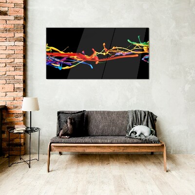 Tableau en verre Taches colorées sur fond noir