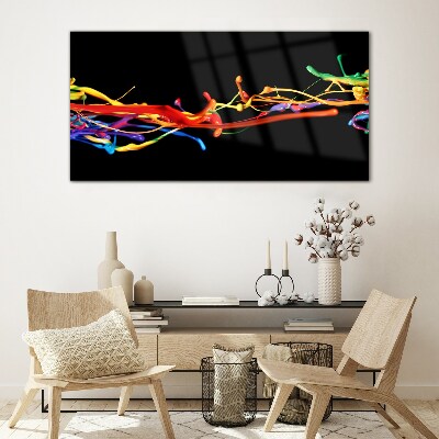 Tableau en verre Taches colorées sur fond noir