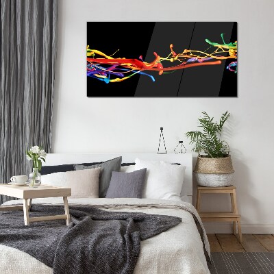 Tableau en verre Taches colorées sur fond noir