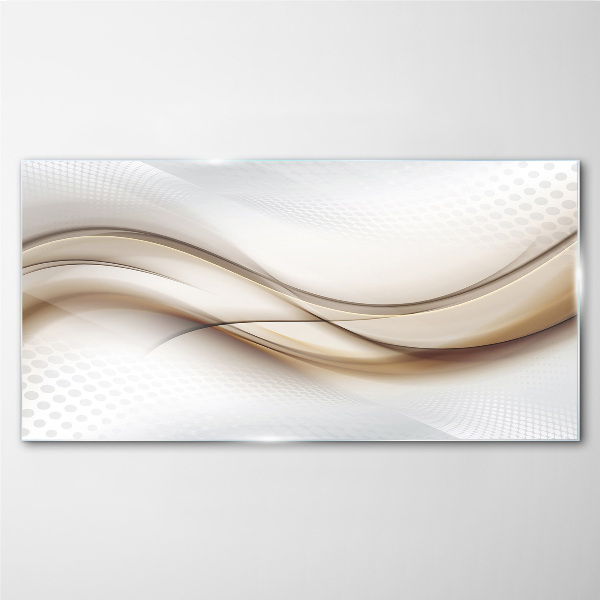 Tableau verre imprimé Des vagues dans les tons beiges