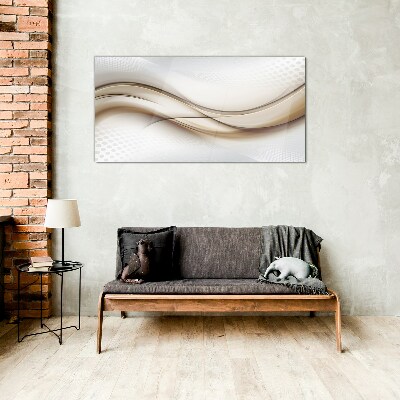 Tableau verre imprimé Des vagues dans les tons beiges