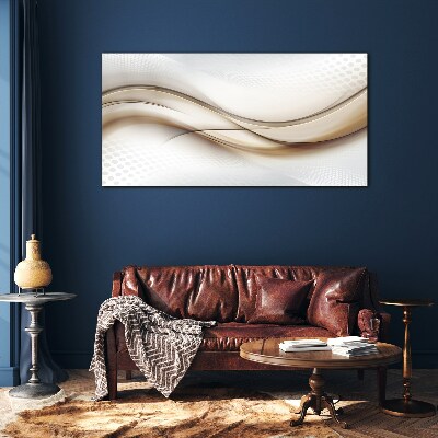 Tableau verre imprimé Des vagues dans les tons beiges