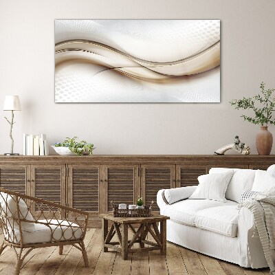 Tableau verre imprimé Des vagues dans les tons beiges