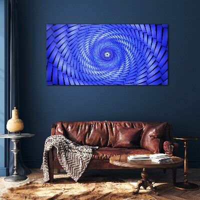 Tableau en verre Tourbillon géométrique bleu