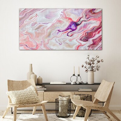 Tableau sur verre Vagues roses d'abstraction