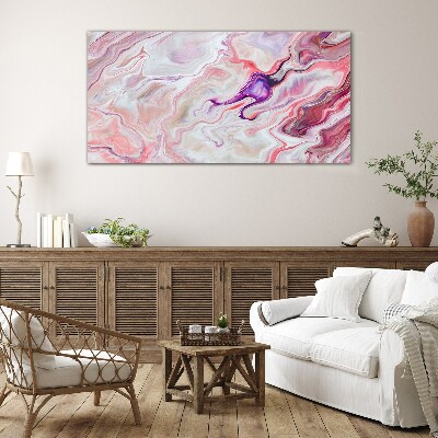 Tableau sur verre Vagues roses d'abstraction