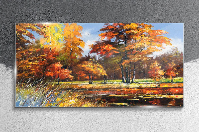 Tableau sur verre Automne doré dans le parc