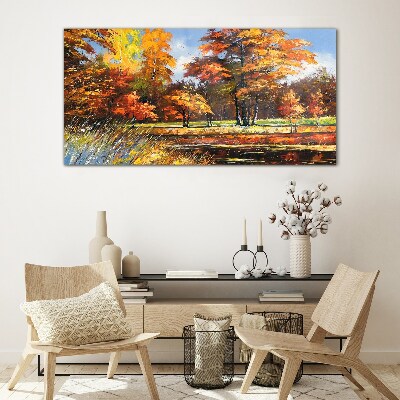 Tableau sur verre Automne doré dans le parc