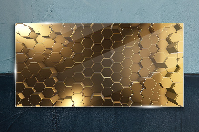 Tableau verre imprimé Hexagones dorés dans l'espace