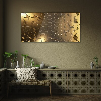 Tableau verre imprimé Hexagones dorés dans l'espace