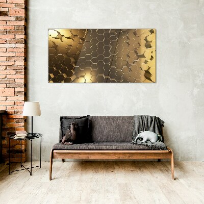 Tableau verre imprimé Hexagones dorés dans l'espace